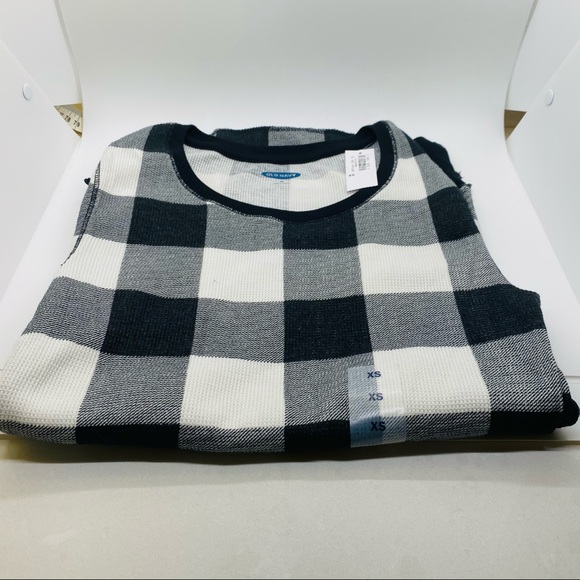 NWT Old Navy Waffle Shirt Black & White  XS - Picture 6 of 11